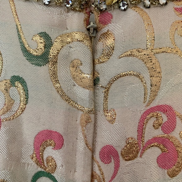 VTG 1950’s Porter’s Madison Ave at 62nd Street Brocade Rhinestone Party Dress - Picture 10 of 15